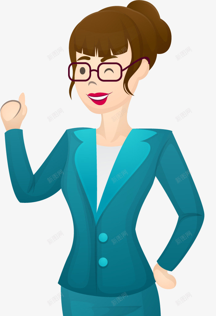 竖大拇指的女人png免抠素材_新图网 https://ixintu.com 上班族 卡通 商务人士 女人 好评 棒的手势 点赞 白领 称赞 竖大拇指