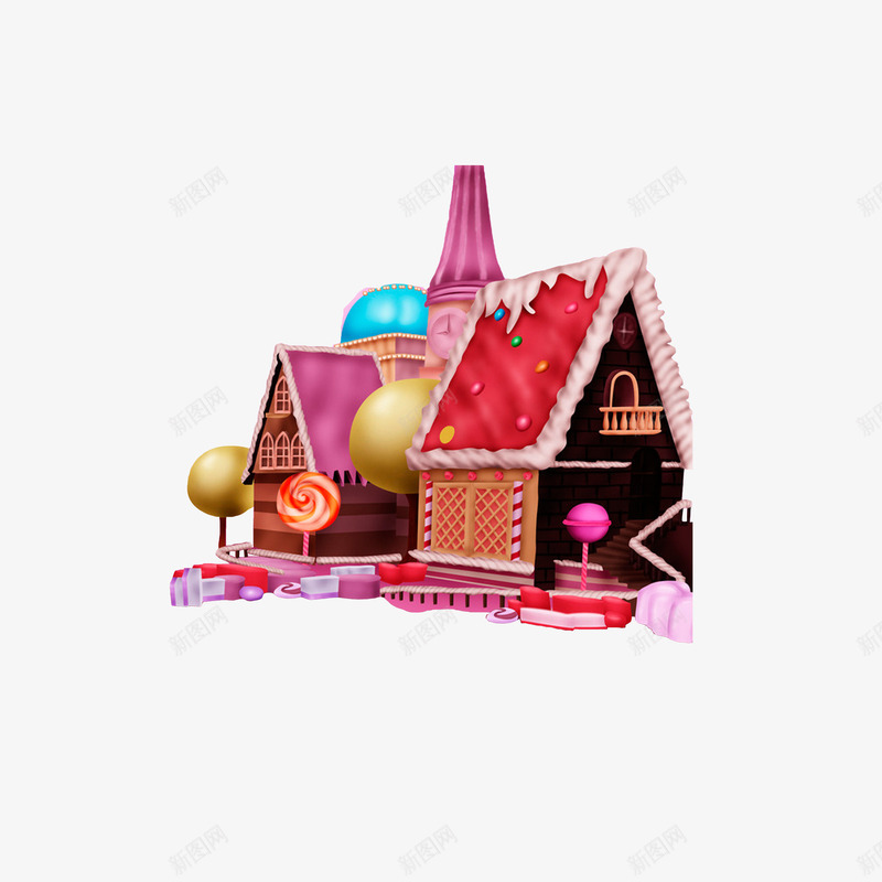 彩色糖果屋png免抠素材_新图网 https://ixintu.com 卡通糖果屋 彩色糖果屋 棒棒糖 甜蜜糖果屋 颜色鲜艳冰纷