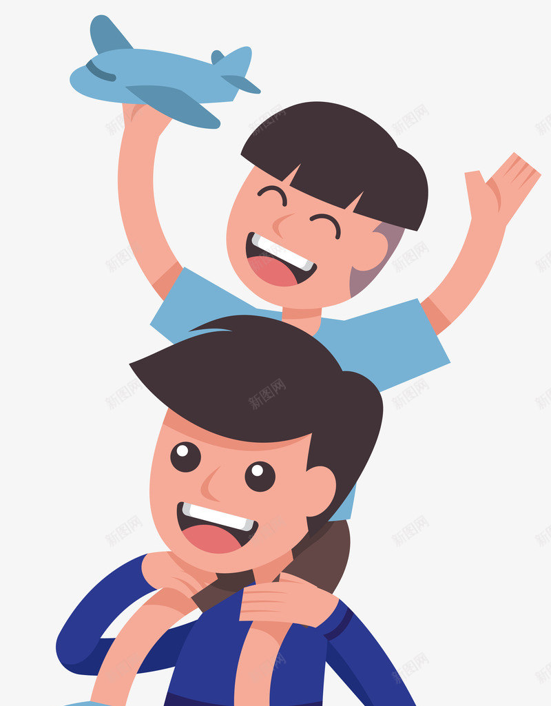简约父亲节矢量图ai免抠素材_新图网 https://ixintu.com 卡通可爱 卡通父亲 父亲 玩耍 玩飞机 矢量图案 矢量图