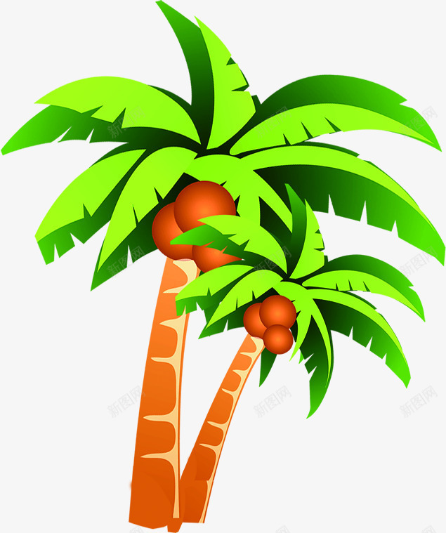 绿色夏季椰树装扮png免抠素材_新图网 https://ixintu.com 夏季 椰树 绿色 装扮