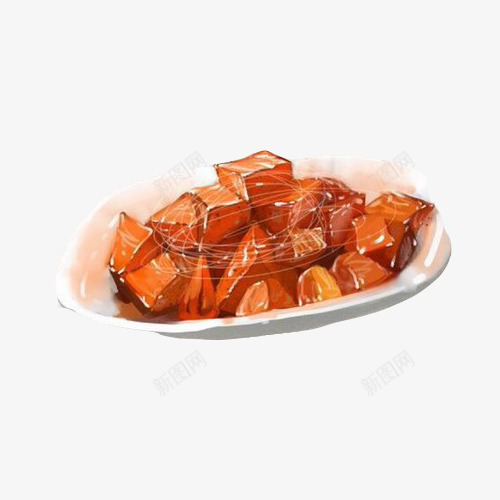 红薯拔丝手绘画片png免抠素材_新图网 https://ixintu.com 手绘美食 拔丝 特色菜 甜食 红色拔丝 红薯