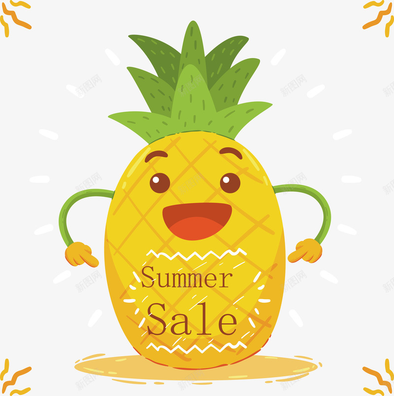 夏季菠萝插画矢量图ai免抠素材_新图网 https://ixintu.com 卡通 夏季 水果 菠萝 菠萝插画 菠萝设计 矢量图