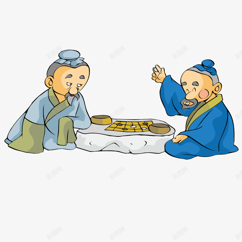 两位博弈老夫子矢量图ai免抠素材_新图网 https://ixintu.com 博弈 古代 老夫子 矢量图