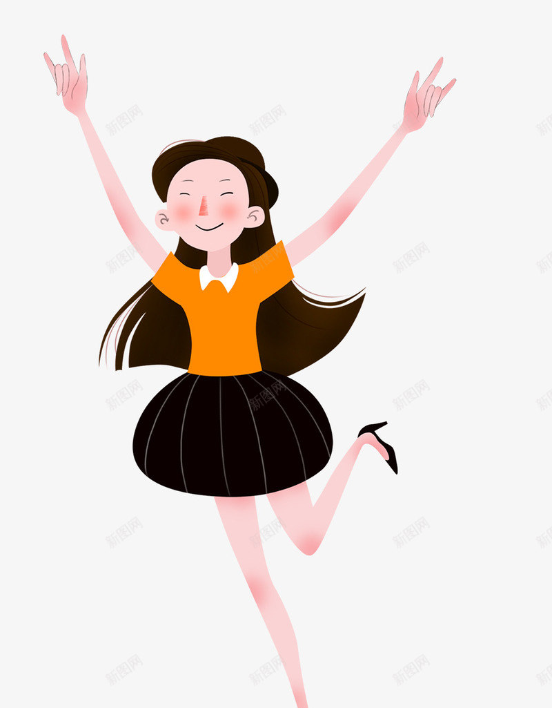 秋天可爱卡通跳跃的女孩psd免抠素材_新图网 https://ixintu.com 卡通 可爱 女孩 秋天 秋天可爱卡通跳跃的女孩 裙子 跳跃