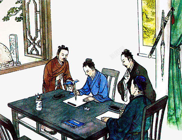 手绘国画风古代文人读书写字png免抠素材_新图网 https://ixintu.com 写字 古典书桌 国画 手绘国画风古代文人读书写字免扣图免费下载 文人 桌子 桌椅 评论