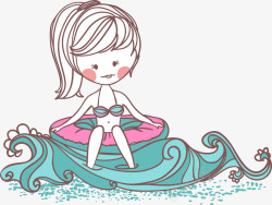 卡通小女孩婴儿游泳馆游泳素材