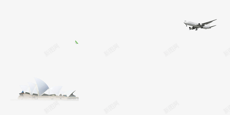 漂浮的空中的飞机和建筑物psd免抠素材_新图网 https://ixintu.com 建筑物 漂浮 飞机