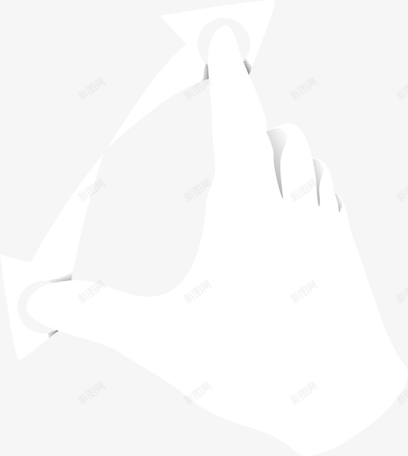 白色手指分开手势png免抠素材_新图网 https://ixintu.com 分开手势 分开移动 手指手势 白色手指 白色手掌 白色箭头