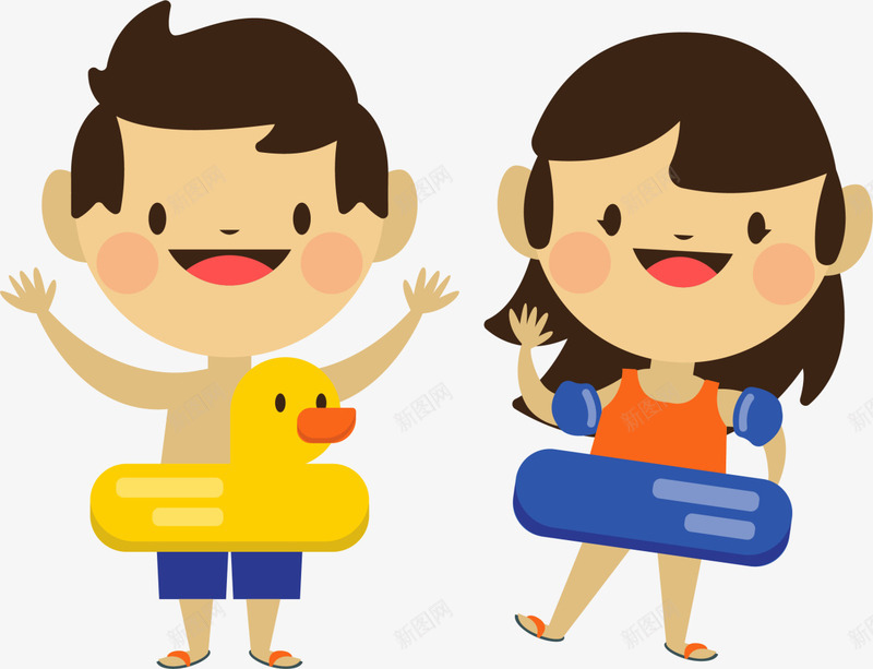 微笑扁平游泳小孩png免抠素材_新图网 https://ixintu.com 儿童玩具 大海 海边 游戏 游泳小孩 玩耍 童年 童趣