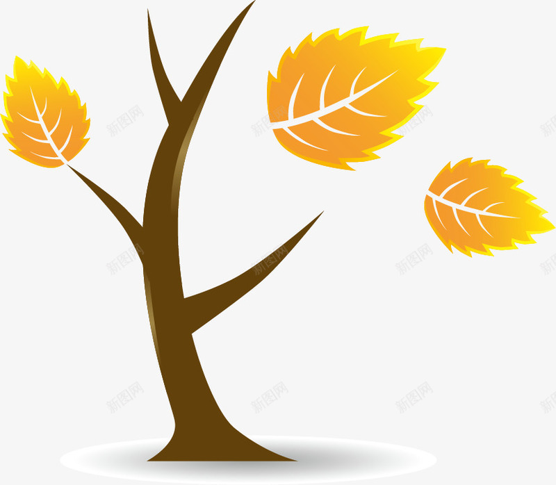 卡通树木矢量图ai免抠素材_新图网 https://ixintu.com 树木 棕色树干 植物 海报装饰 矢量素材 秋天 黄色叶片飘落 矢量图