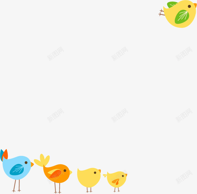 可爱小鸟边框片png免抠素材_新图网 https://ixintu.com 小清新 小鸟 排列 边框