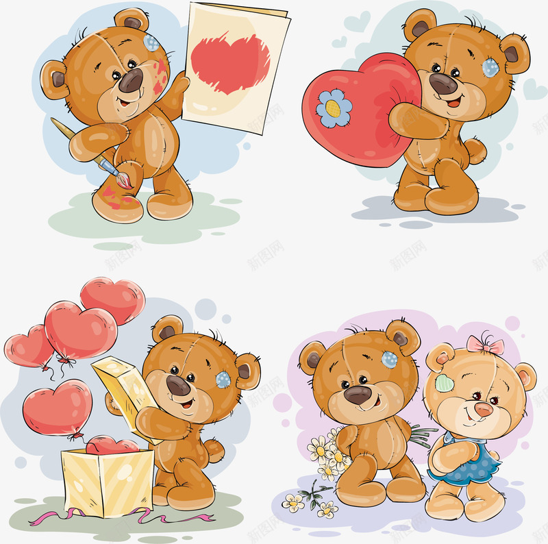 手绘卡通小熊png免抠素材_新图网 https://ixintu.com 卡通 小熊 幼儿插画 心形 手绘 毛绒玩具 玩具熊