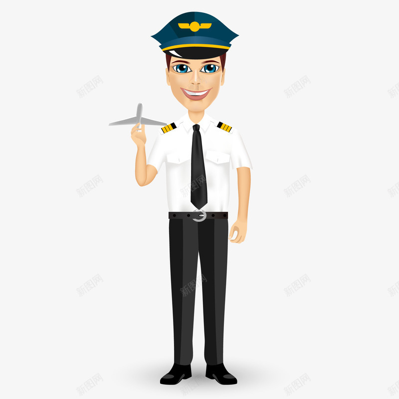 卡通飞机机长人物矢量图ai免抠素材_新图网 https://ixintu.com captain 人物设计 机长 矢量图 职业人物 航空 飞机 飞机师