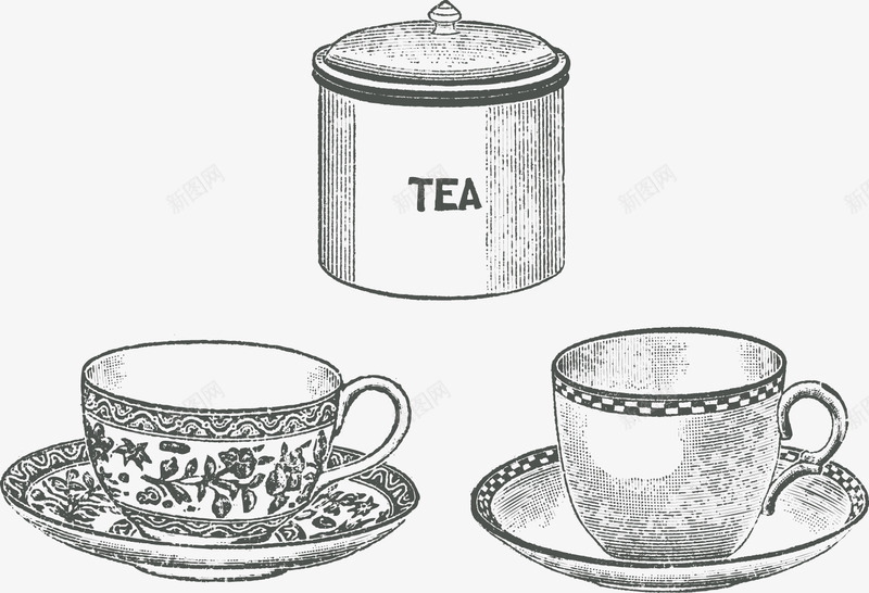 手绘精美茶杯茶叶罐png免抠素材_新图网 https://ixintu.com 手绘 精美茶杯 茶叶罐