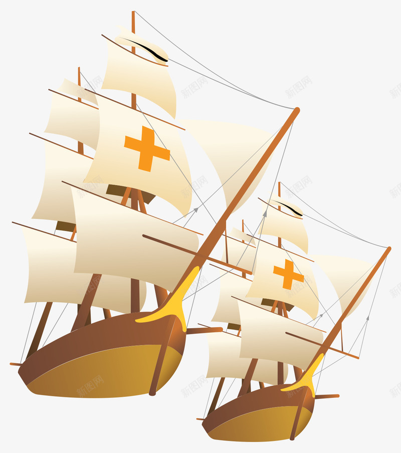 卡通手绘古代帆船矢量图ai免抠素材_新图网 https://ixintu.com 卡通的帆船 古代的帆船 平面帆船素材 矢量帆船 矢量图