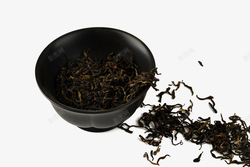 黑色小碗中的茶叶png免抠素材_新图网 https://ixintu.com 散落的茶叶 茶具 茶叶 黑色小碗