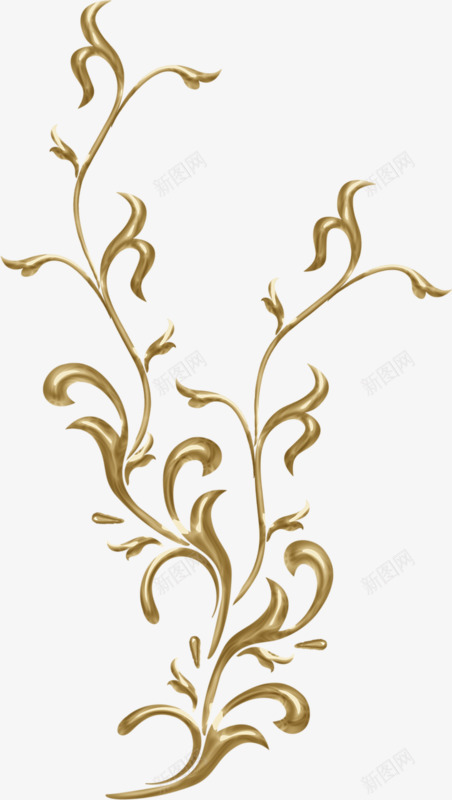 金黄色花纹树枝欧式png免抠素材_新图网 https://ixintu.com 树枝 欧式 花纹 金黄色