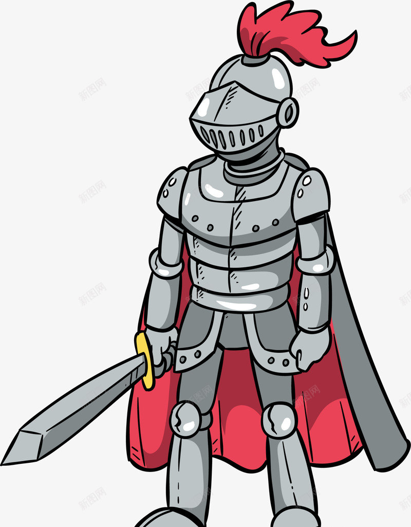 全副武装的古代战士png免抠素材_新图网 https://ixintu.com 全副武装 古代战士 士兵 帅气战士 手拿宝剑 红色披风