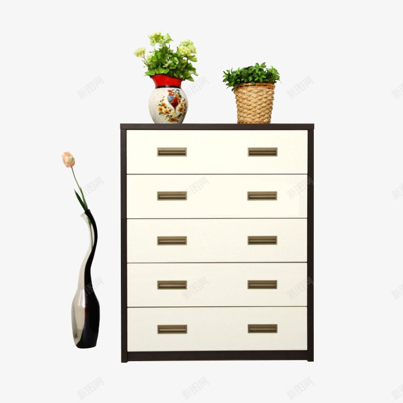 五斗橱组合png免抠素材_新图网 https://ixintu.com 五斗橱 家具 现代风装修 白色家具 简约家具 花瓶