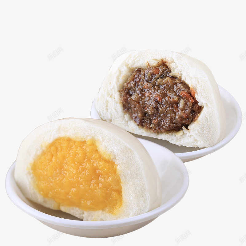 巴记传统蒸包组合早餐png免抠素材_新图网 https://ixintu.com 产品实物 咖喱牛腩包 奶黄包 馅料丰美