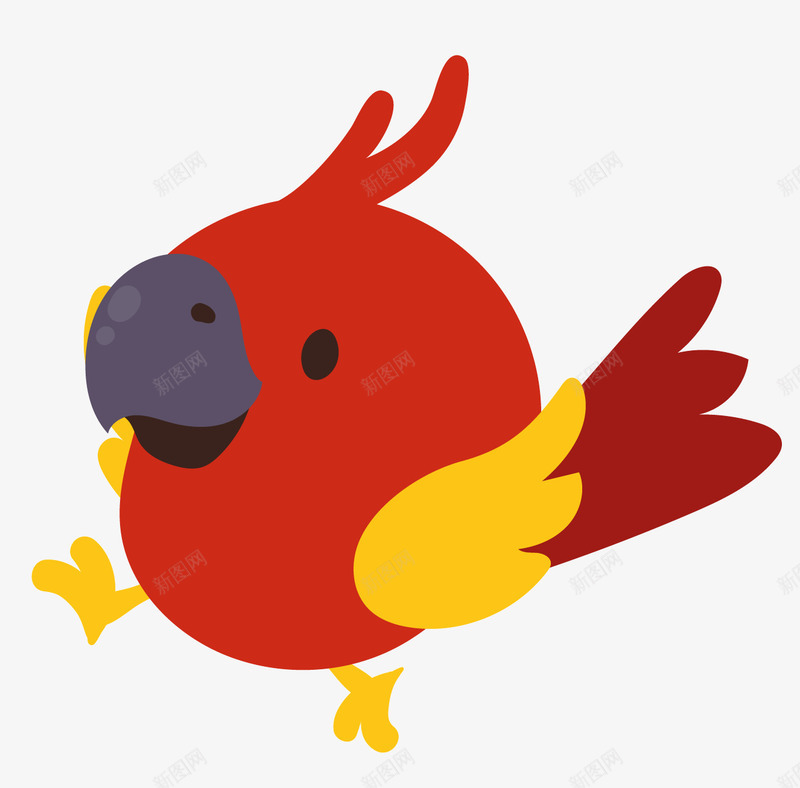 卡通鹦鹉png免抠素材_新图网 https://ixintu.com 动物 卡通 小鸟 红色 红色卡通鹦鹉 飞天资源论坛