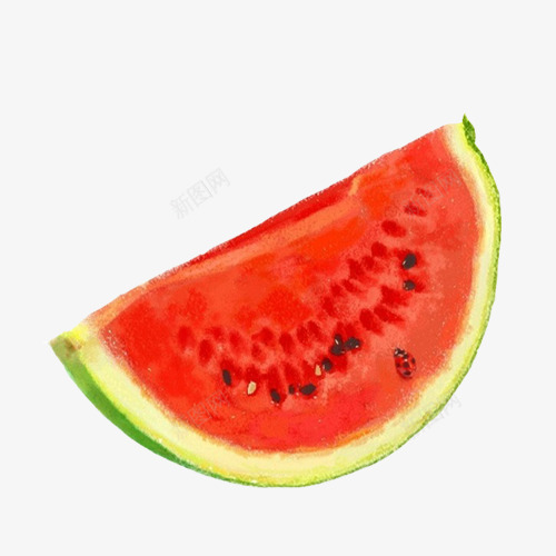 西瓜切开手绘画片psd免抠素材_新图网 https://ixintu.com 冰镇西瓜 夏季水果 手绘画 红色 西瓜水果