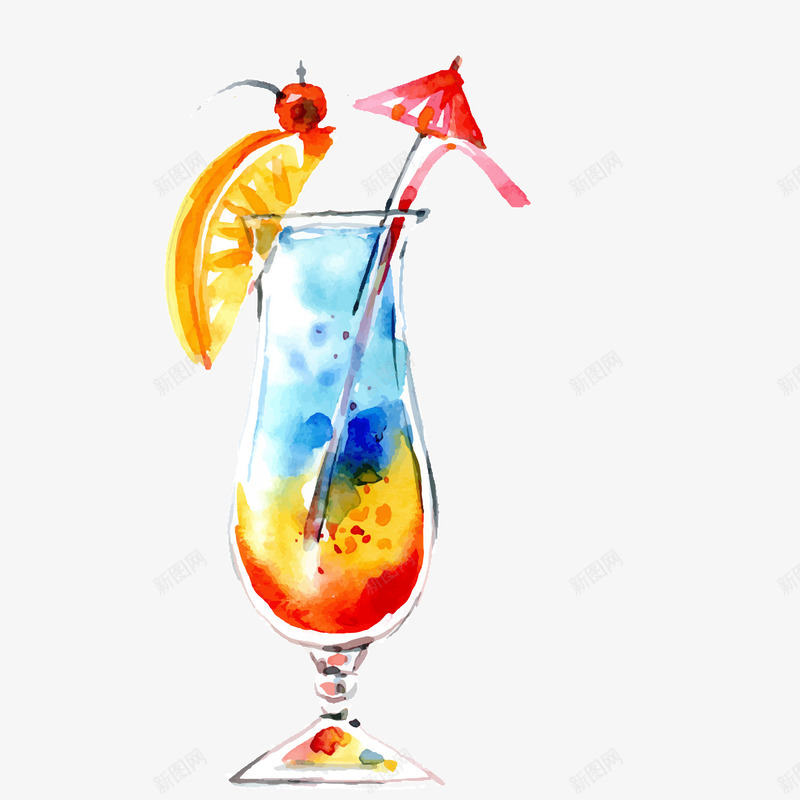 水彩绘鸡尾酒派对海报矢量图ai免抠素材_新图网 https://ixintu.com 夏季饮品 彩色 杯子 饮品 饮料 鸡尾酒 矢量图