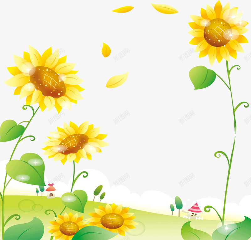 手绘夏季黄色向日葵装饰png免抠素材_新图网 https://ixintu.com 向日葵 夏季 装饰 黄色