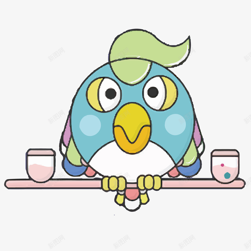站在根子上的鹦鹉矢量图ai免抠素材_新图网 https://ixintu.com 卡通 可爱 小鸟 鹦鹉 矢量图