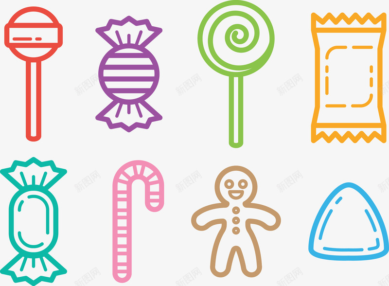 食品糖果集合巧克力甜点矢量图eps免抠素材_新图网 https://ixintu.com 巧克力甜点 糖果 食品 矢量图