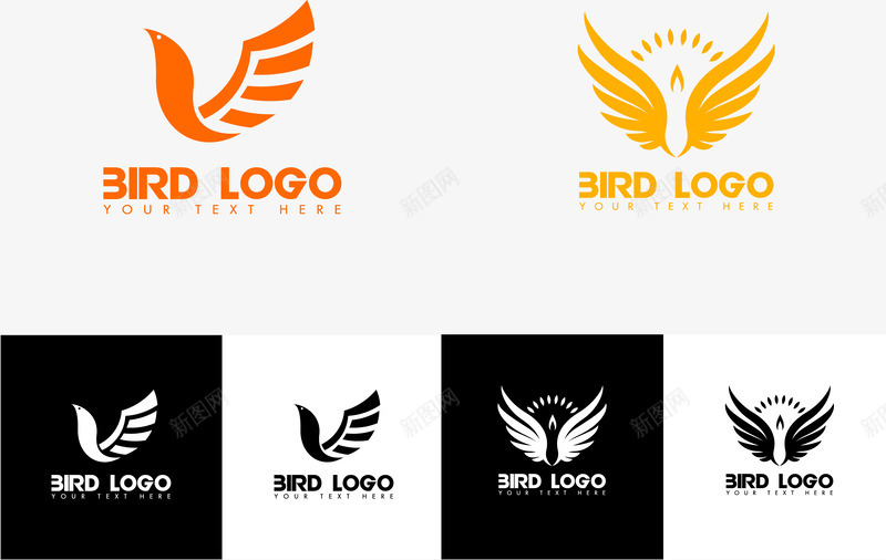 网站logo图标png_新图网 https://ixintu.com logo 创意 小鸟 特色 白色 红色 网站 翅膀 黑色