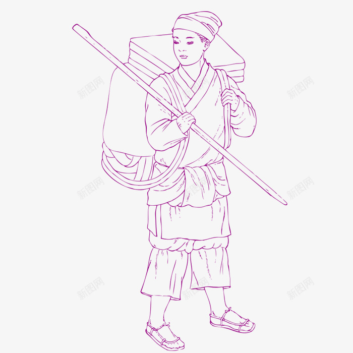 手绘人物png免抠素材_新图网 https://ixintu.com 人物 古代人 手绘画 矢量装饰 装饰