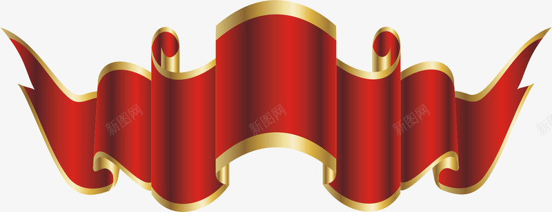 丝带png免抠素材_新图网 https://ixintu.com 丝带 红色 装饰 金框