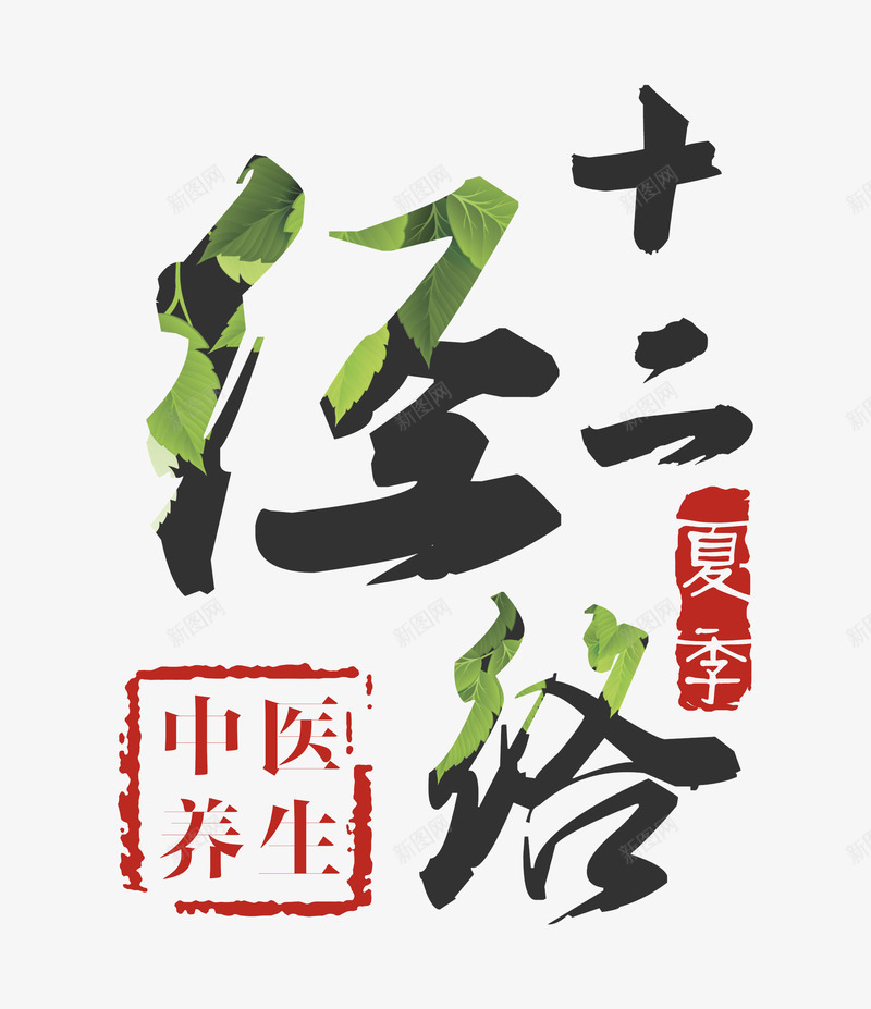 十二经络艺术字png免抠素材_新图网 https://ixintu.com 中国风 健康 十二经络 夏季中医养生 背部 艺术字