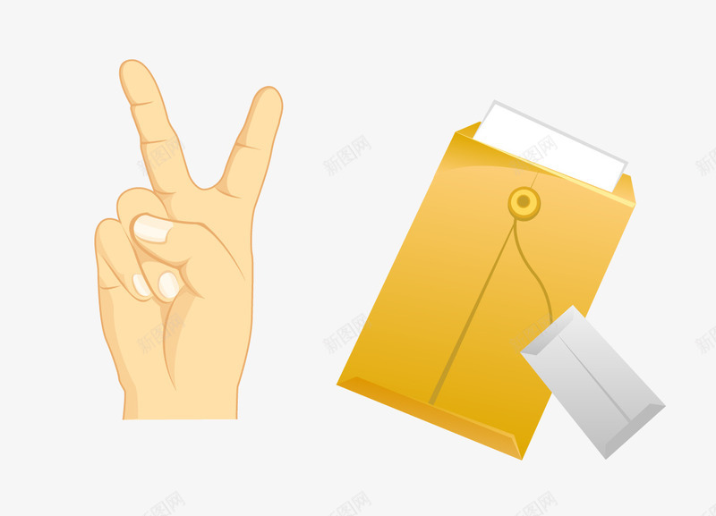 胜利的手势矢量图eps免抠素材_新图网 https://ixintu.com 信封 手势 打开 胜利 矢量图
