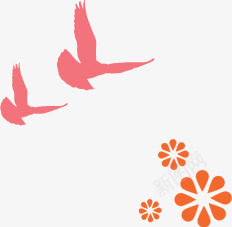 手绘粉色小鸟花朵png免抠素材_新图网 https://ixintu.com 小鸟 粉色 花朵