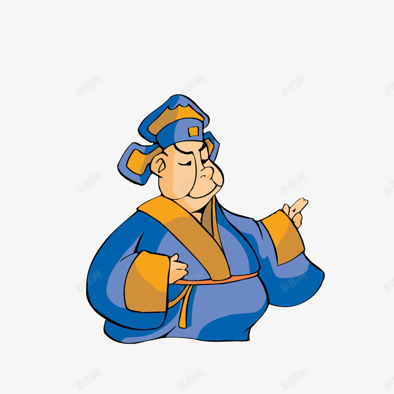 卡通古代员外造型png免抠素材_新图网 https://ixintu.com Q版开通 卡通手绘 古代员外 唐人 大财主