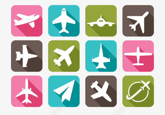 卡通旅游飞机图标合集图标