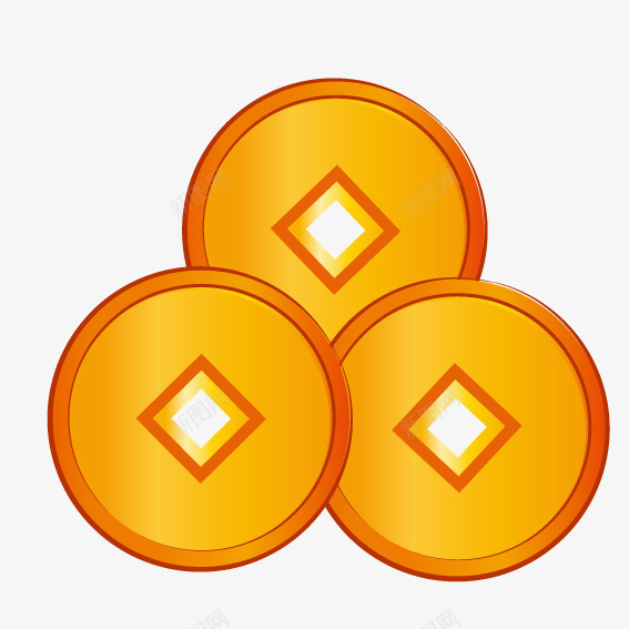 古代铜钱矢量图ai免抠素材_新图网 https://ixintu.com 古代 外圆内方 新年 矢量图 金色 铜钱