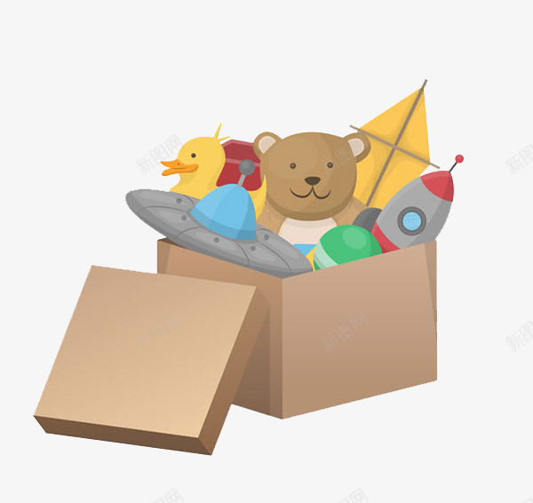 一盒玩具png免抠素材_新图网 https://ixintu.com 儿童 卡通 玩具 纸箱