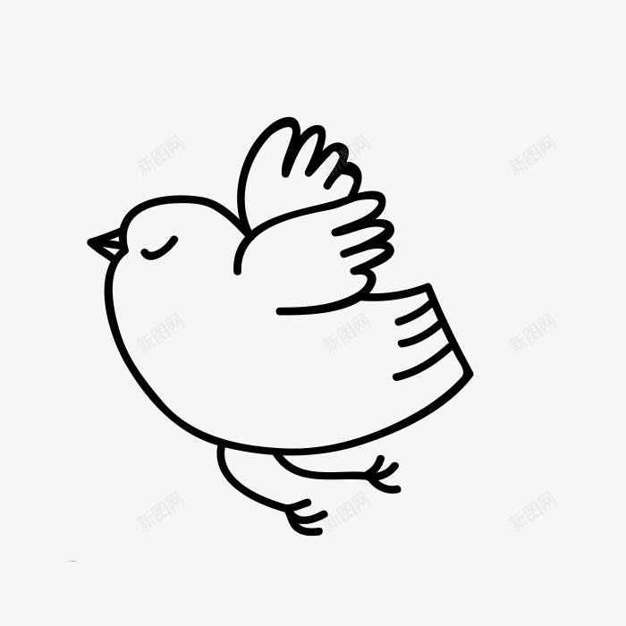 简笔小鸟png免抠素材_新图网 https://ixintu.com 一只 卡通 小鸟 手绘 简图 线条 翅膀 飞翔 黑色