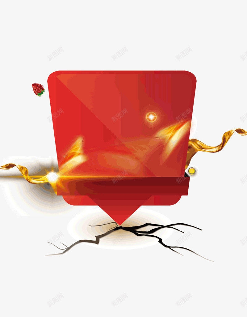 裂变红色背景立体丝带发png免抠素材_新图网 https://ixintu.com 丝带 发光背景 立体 红色背景 裂变