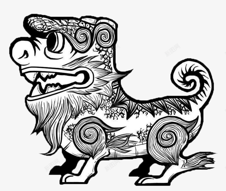 古代中国风卡通饕餮简笔画psd免抠素材_新图网 https://ixintu.com 中国风 古代 网页 饕餮 饕餮纹
