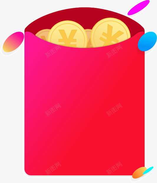 彩色炫酷红包psd免抠素材_新图网 https://ixintu.com 免费png素材下载 彩色 淘宝促销红包素材 红包 红色