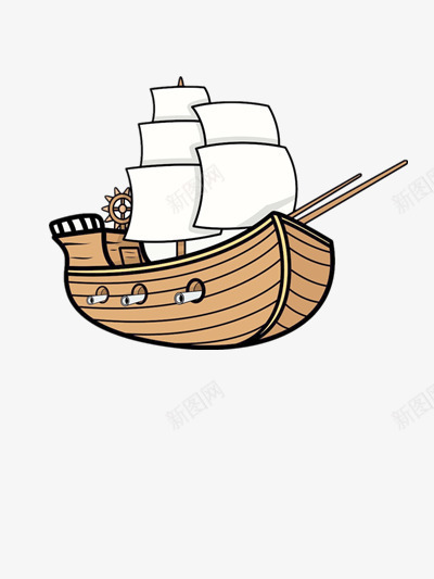 船png免抠素材_新图网 https://ixintu.com 交通工具 卡通船 古代船只 小木船 帆船 木船