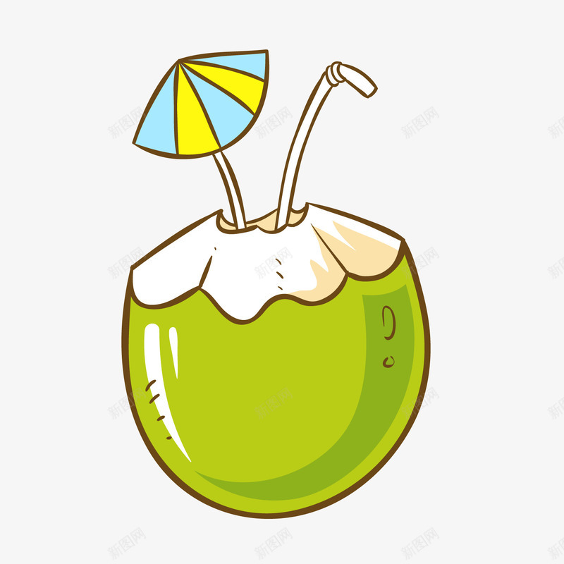 绿色卡通椰子汁png免抠素材_新图网 https://ixintu.com 卡通椰子 夏季椰汁 椰子汁 绿色椰子 背景装饰
