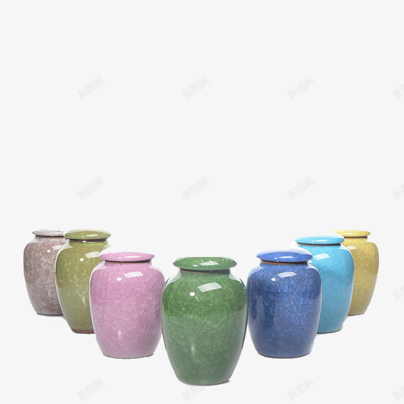 多彩冰裂釉茶叶罐png免抠素材_新图网 https://ixintu.com 产品实物 仿古密封罐 储藏罐 茶罐