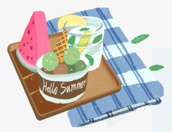 八月你好夏季冰淇淋素材