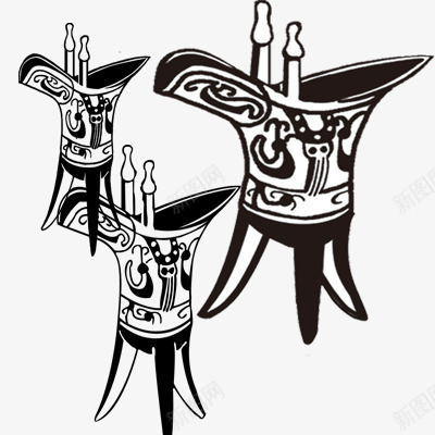 酒杯图标png_新图网 https://ixintu.com 古代帝皇酒杯 水墨画 黑色