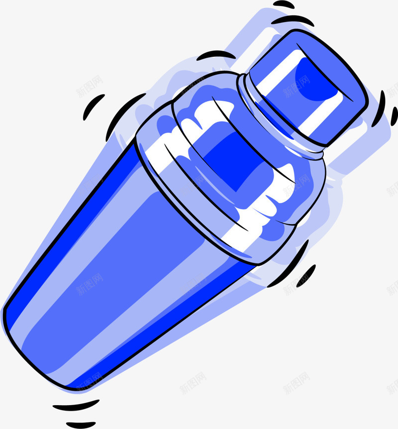 蓝色卡通鸡尾酒调酒器png免抠素材_新图网 https://ixintu.com 凉爽夏季 夏天 清凉夏日 蓝色调酒器 解暑 鸡尾酒